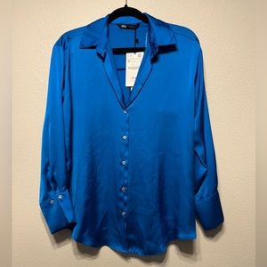 Zara Satin Button Down Top